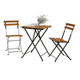 thumbnail image 4 of Clearance! Outdoor Folding Bistro Set, 3 Piece Solid Teak Wood Table and Chairs Set, Modern Patio Furniture Sets with Powder Coating Frame and Navy Cushion, Small Bistro Set for Garden Porch, J2891, 4 of 19