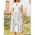 thumbnail image 2 of Vestido casual Zeagoo con estampado floral Aline Midi con bolsillos para mujer, 2 of 6