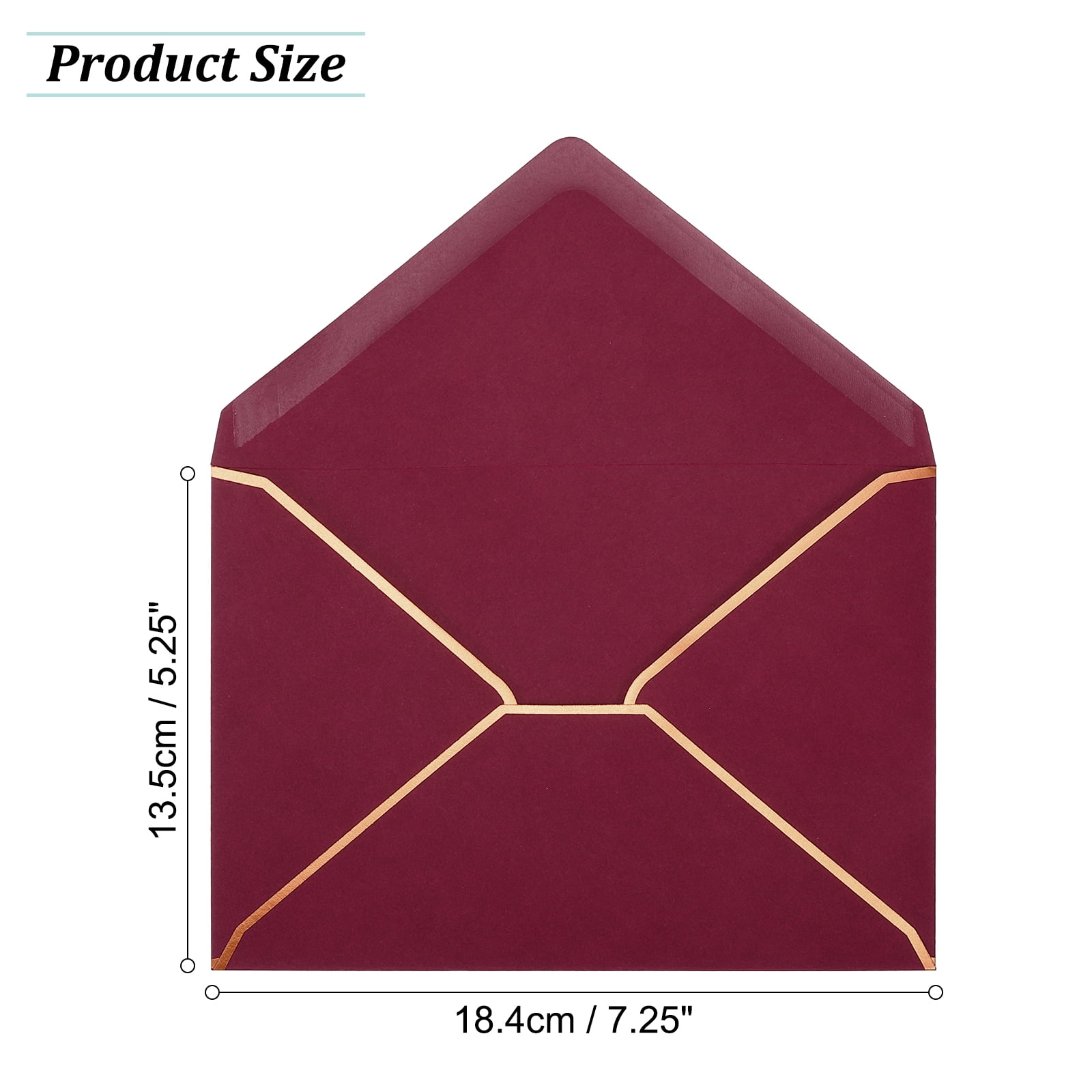Unique Bargains A7 Envelopes Card V Flap Envelopes with Gold Border for Gift Cards Red, Gold