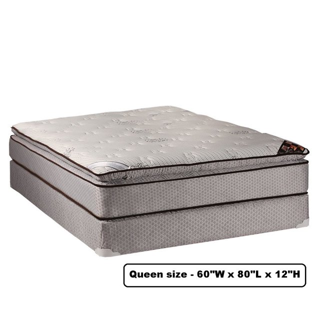 Spinal Dream Plush Pillow Top (Eurotop) Queen Size Mattress Set with Bed Frame Included Sleep