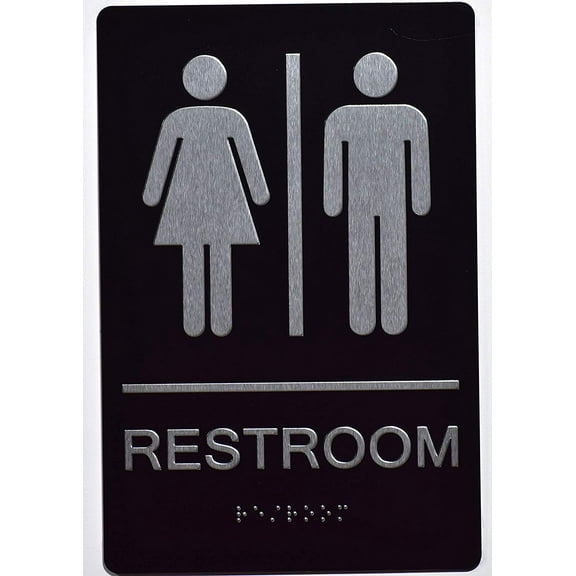 Unisex ACCESSIBLE Restroom Sign -(Aluminium, Black/Silver,Size 6x9) The Sensation line