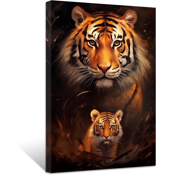 ZHONGYUTONG Tiger Canvas Wall Art Tiger Poster Prints Wild Animal Picture Modern Artwork for Living Room Office Framed (12.00" x 18.00")