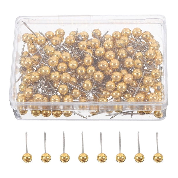 200 Pcs Gold Push Pins Decorative Thumb Tacks Round Ball Head Pins Mini Map Tacks Dressmaking Sewing Pins For Maps Photos Crafts Office