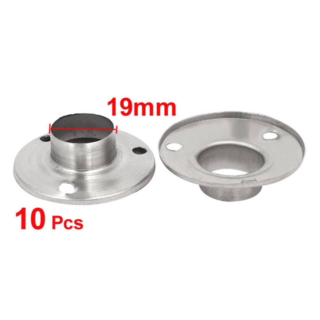 Wardrobe Stainless Steel Rail Rod End Flange Socket Supports 19mm Dia 10pcs