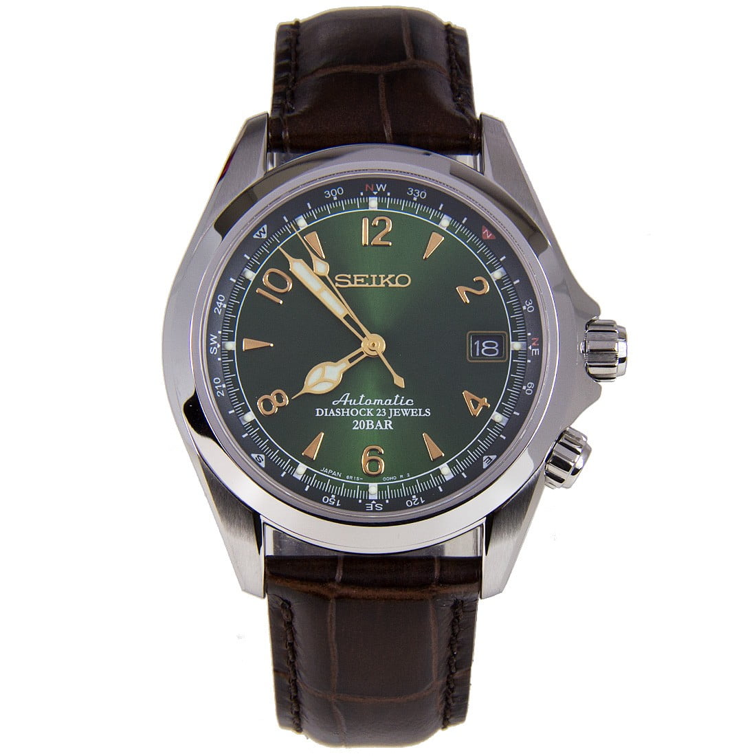 Seiko Men's Mechanical Alpinist Dashock 23 Jewels Automatic Leather Watch  SARB017 