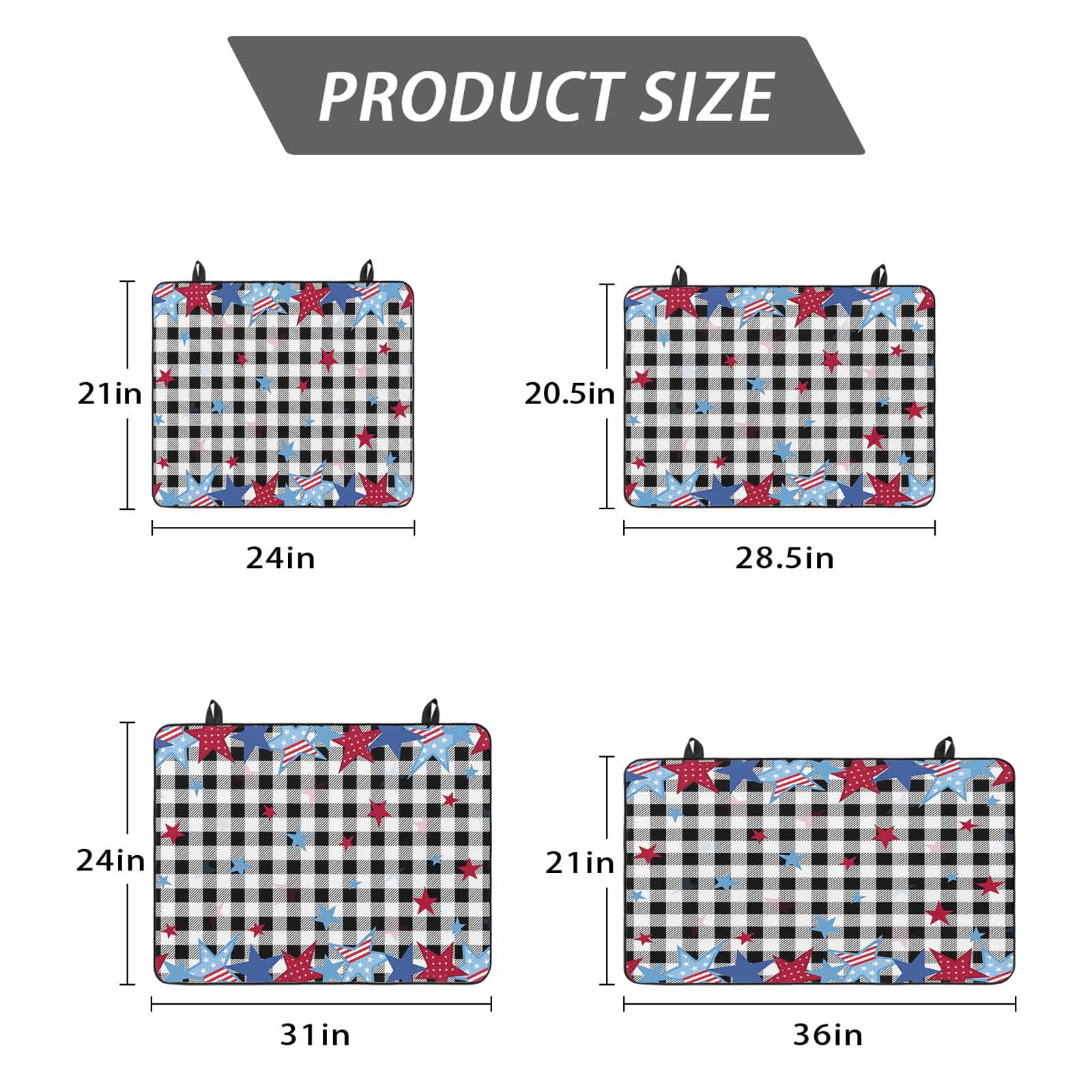 4th of July Stove Top Cover for Electric Stove, Heat-proof & Non Slip Glass Top Stove Cover Protector, Blue Red Star Independence Day Black Plaid Kitchen Flat Cooktop Rubber Mat 24x21 Inches