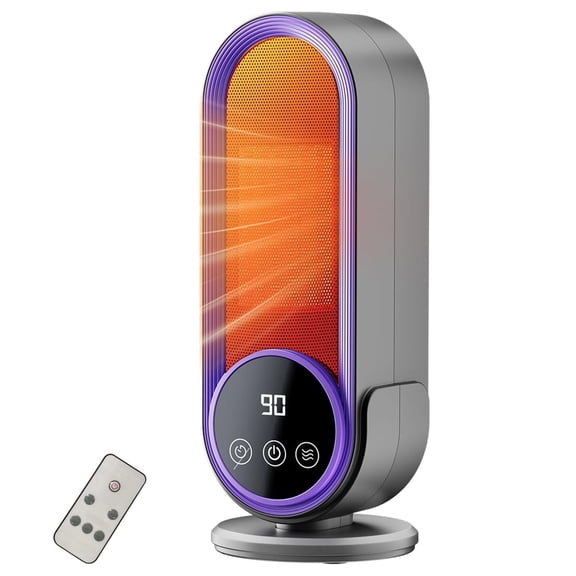 E68S 1200W PTC Heater – Fast Ceramic Heat, Remote Control, Adjustable Thermostat, Timer, Portable for Indoor Home & Office Use (Purple)