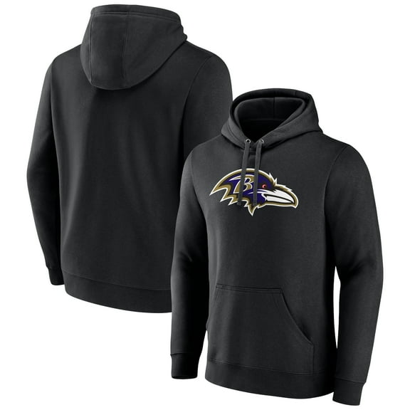 Men's Black Baltimore Ravens Primary Team Logo Fitted Pullover Hoodie