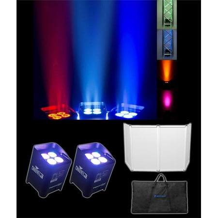 (2) Chauvet DJ Freedom Par Quad 4 RGBA Wireless Rechargeable Wash Lights+Facade