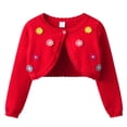 thumbnail image 6 of Zaveiop Girls Long Sleeve Knitted Bolero Cardigan Toddler Kid Cropped Button Closure Dress Up Jacket Tops Toddler Girls Sweater (13-14 Years, Red), 6 of 9