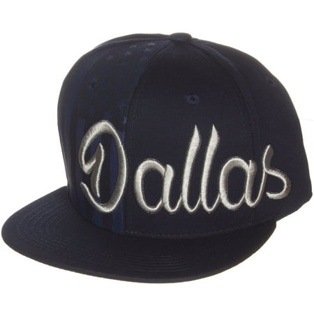 American Cities USA Flag Blind Side Dallas Embroidered Script Letters Flat Visor Snapback Hat Cap