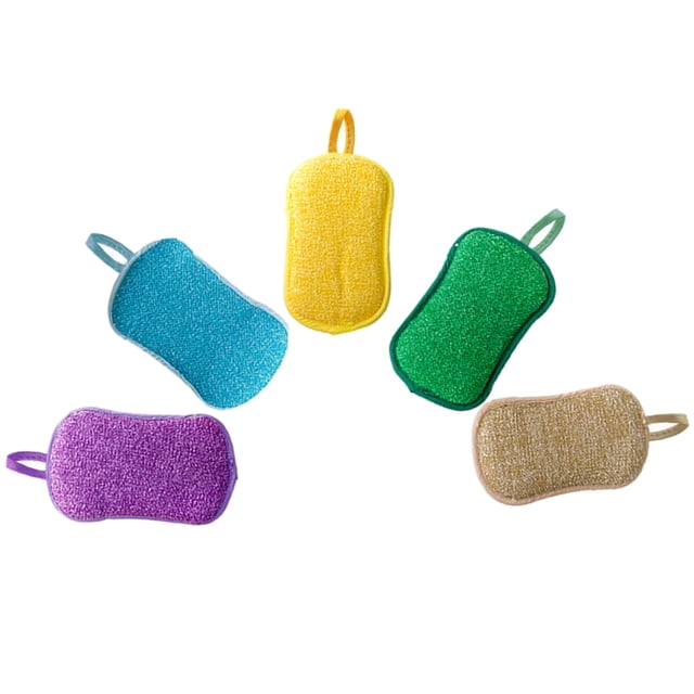 Injueey 5 piezas cocina esponja olla tazón vajilla manchas suciedad aceite eliminación de polvo depurador café Hotel herramienta de Suministros de limpieza para el hogar Color aleatorio/cuerda