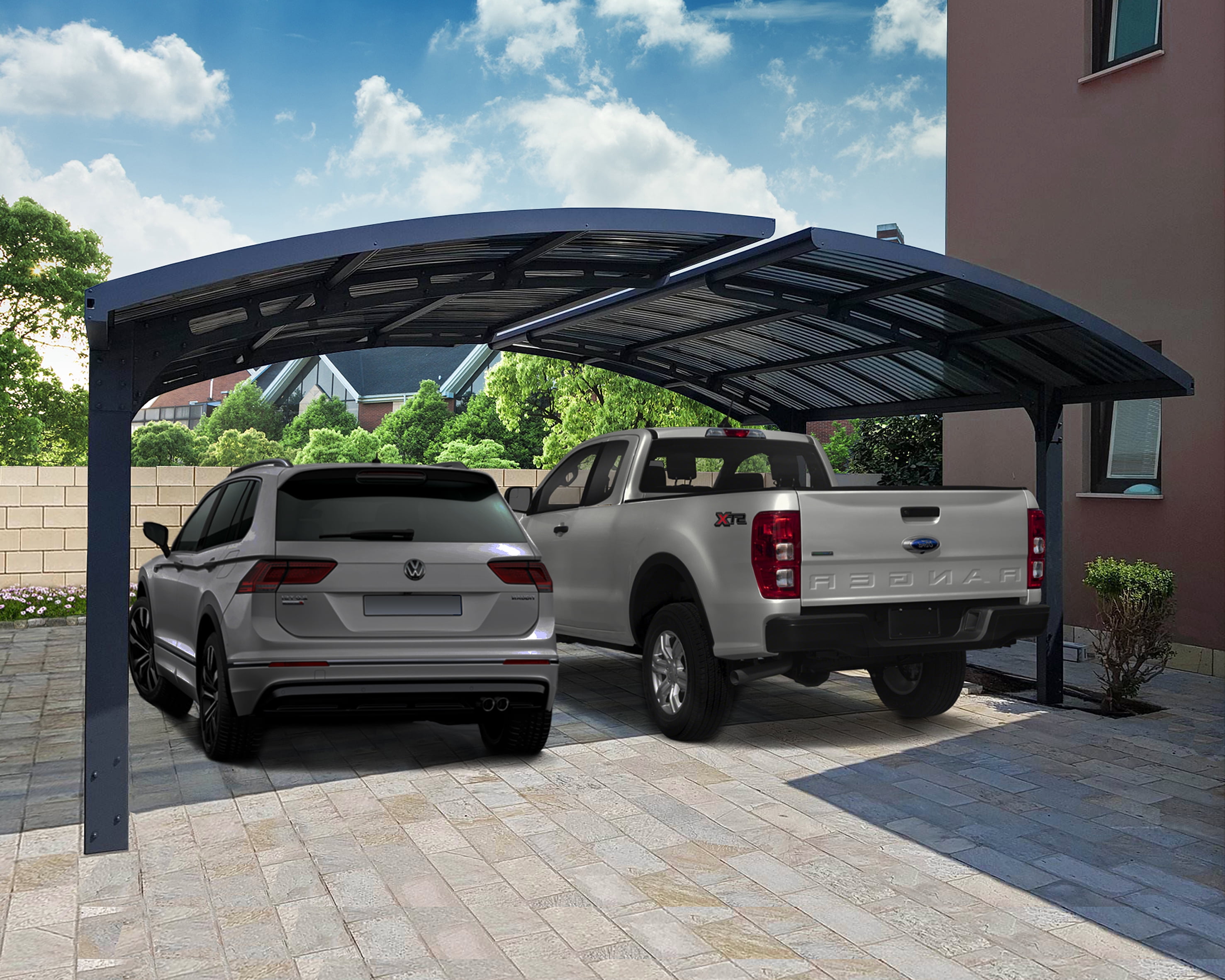Palram - Canopia Arizona Wave Double Arch 19' x 16' Carport - Gray