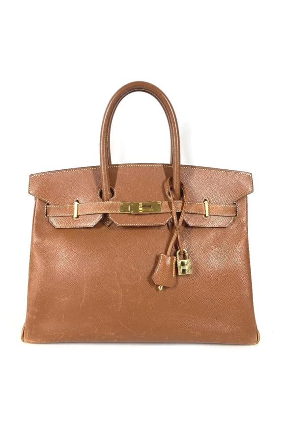Pre-Owned HERMES Birkin 35 Tote Bag Handbag Courchevel Leather Men's Women's Gold