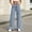 Sky Blue, variant on Women's Denim Pants, Button & Zipper with Bead Embellishment, Straight Leg Outdoor Long Trousers with Pockets Dark Blue M