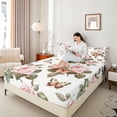 thumbnail image 4 of Manfei Floral Rose Girl Twin Sheet Sets 3pcs,Flying Butterflies Twin Fitted Sheet Microfiber,Dreamy Princess Breathable Flat Sheet,Breathable Home Decor, 4 of 7