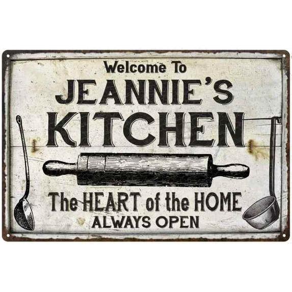 JEANNIE'S Kitchen Farmhouse Sign 8 x 12 High Gloss Metal 208120033482