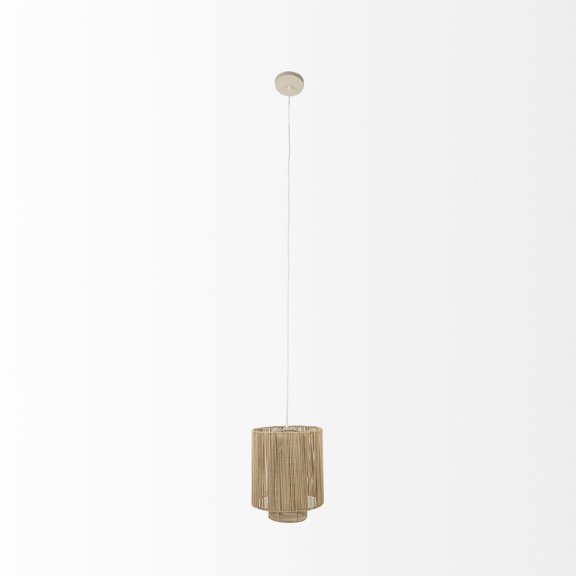 Mercana Aviario Natural Cane Cylindrical Pendant Light in Beige