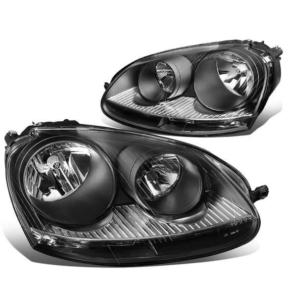 DNA Motoring For 05-10 VW Jetta Golf GTI MK5  Rabbit Euro Black Headlight Lamps Pair