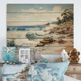 thumbnail image 2 of Designart "Coastal Serenity Rocky Beach painting II" Nautical & Beach Print on Natural Pine Wood, 2 of 5