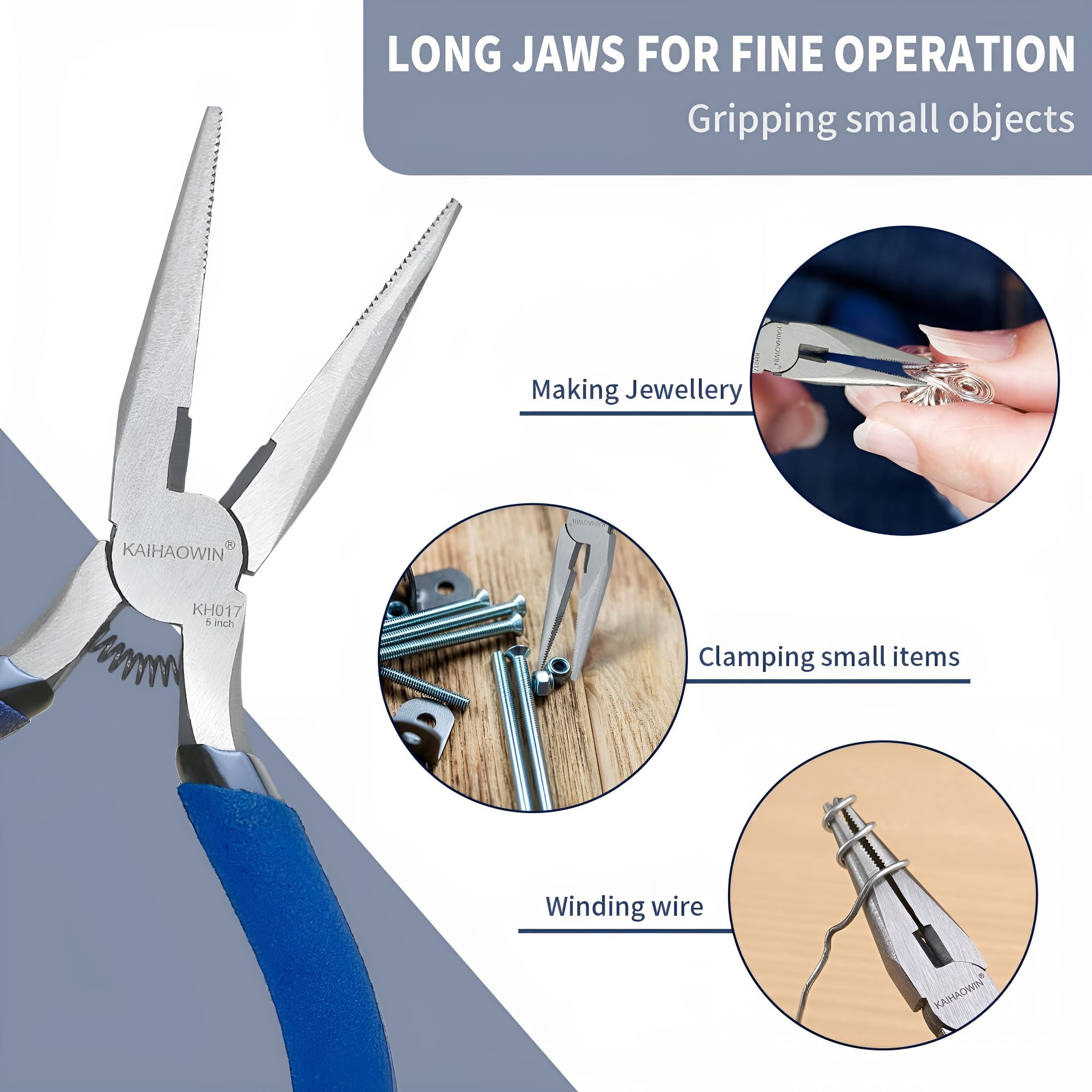 EXLEAF Mini Needle Nose Pliers 5"-5 Pack Small Long Nose Pliers with Wire Cutters, Spring Loaded Thin Needle Nose Pliers, Precision Pliers Set for Crafts/Jewelry Making/Tiny Project
