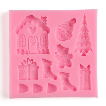 

Xinqinghao Silicone Christmas Tree Santa Claus Elk Sled Stick Mold Chocolate Cake Moulds G