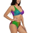 thumbnail image 2 of Rocae Colorful Glitter for Bikini Set for Women Two Piece Sexy High Swimsuits Split Crossover Bikini Small, 2 of 9