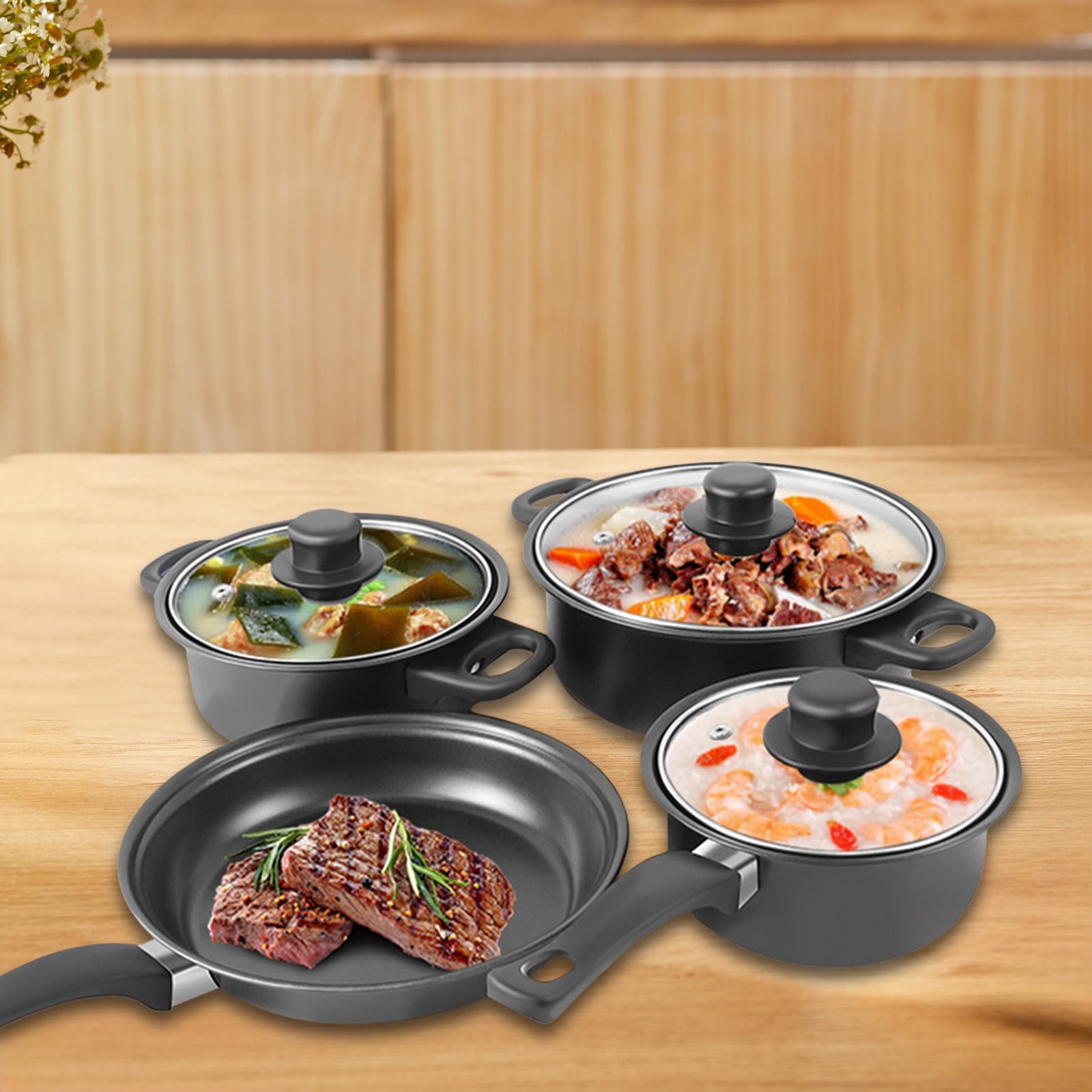 13 Piece Pots and Pans Set,Healthy Nonstick Cookware Kitchen Sets,Induction Cookwares Non Stick Cooking Set w/Frying Pans & Saucepans,Dishwasher Safe,Easy to Clean
