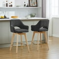 thumbnail image 2 of Zesthouse 26.8″ Swivel Counter Height Bar Stools Set of 2, Upholstered Linen Bar Stools with Back and Wood Legs, Mid Century Modern Barstool Island Chairs for Kitchen Counter, Dark Gray, 2 of 14