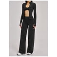 thumbnail image 2 of PISONIC 3 Piece Women's Workout Set – Zip-Up Jacket, Sports Bra & High-Waist Flare Leggings – Yoga Outfit Activewear for Gym Running Training, 2 of 7