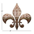 thumbnail image 5 of DecMode Brown Metal Fleur De Lis Wall Decor with Perforated Details, 5 of 14