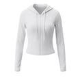 thumbnail image 4 of Vinsonshop Women's Y2k Hoodie Crop Zip Up Ribber Knit Fall Jacket Tops Slim Fit Long Sleeves Sweatshirt with Pockets (S-XXL), 4 of 6