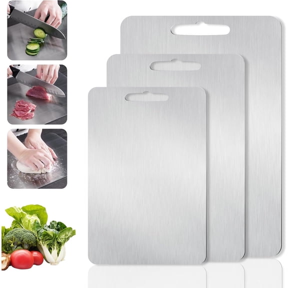 Titanium Cutting Board, Pure Titanium Cutting Boards, Double-Sided Chopping Serving Board for Kitchen, Meat, Vegetables & Cheese, Durable & Dishwasher Safe, 6 * 9.8in, 7.9 * 12.2in, 9.1 * 13.4in
