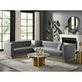 thumbnail image 6 of Inspired Home Anniston Velvet Upholstered Corner Sectional Sofa, Gold Base, Left Facing, Grey, 6 of 7