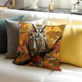 thumbnail image 3 of Creowell Decor Holiday Pillow Case Owl Theme for Home Sofa Couch Set of 1 - Soft Linen Material, Invisible Zipper Closure, Easy to Wash 18x18in, 3 of 5