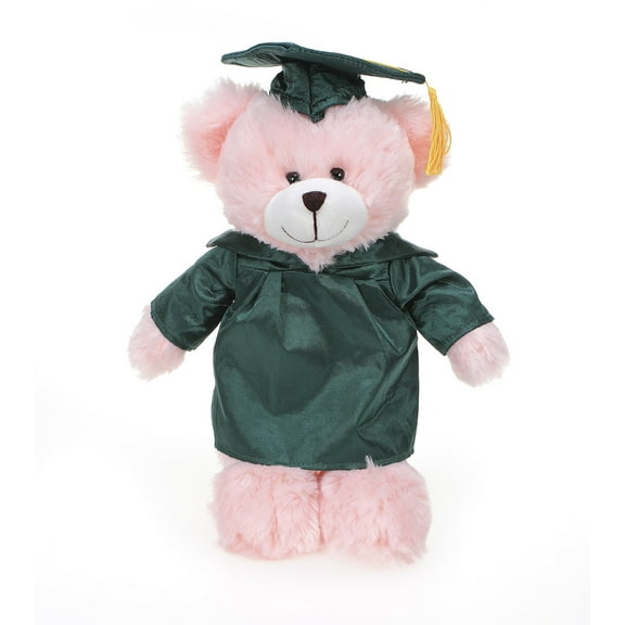 Made by Aliens Pink Bear Plush Stuffed Animal Toys Present Gifts for Graduation Day, Personalized Text, Name or Your School Logo on Gown, Best for Any Grad School Kids 12 Inches