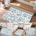thumbnail image 6 of 2x3 Door Mat Rug, Teal Blue Green Non-Skid Rubber Backing Large Rectangle Rugs - Living Room Bedroom Home Office, Vintage Farmhouse Boho Flower Leaf Indoor Floor Mat Carpets Washable Rug, 6 of 9