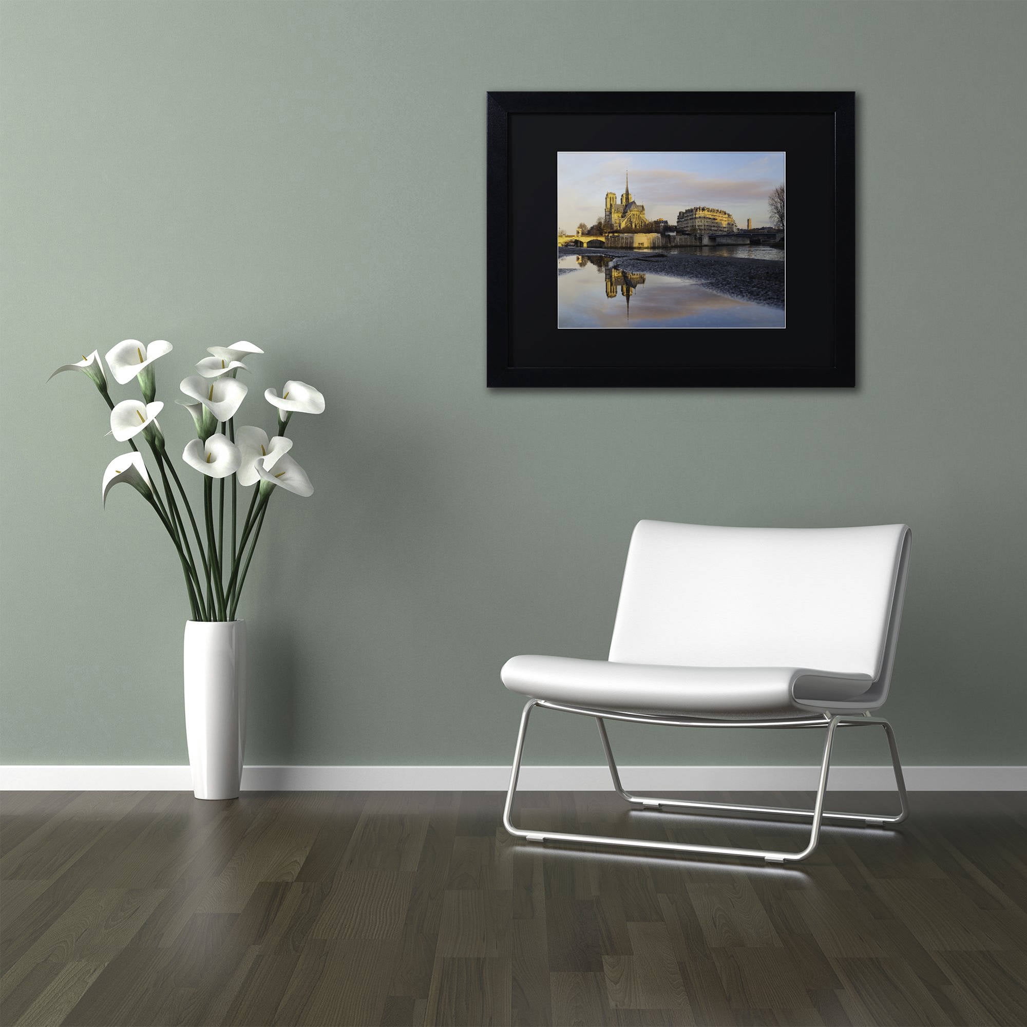 Trademark Fine Art "Sunrise in Notre Dame de Paris" Canvas Art by Mathieu Rivrin, Black Matte, Black Frame