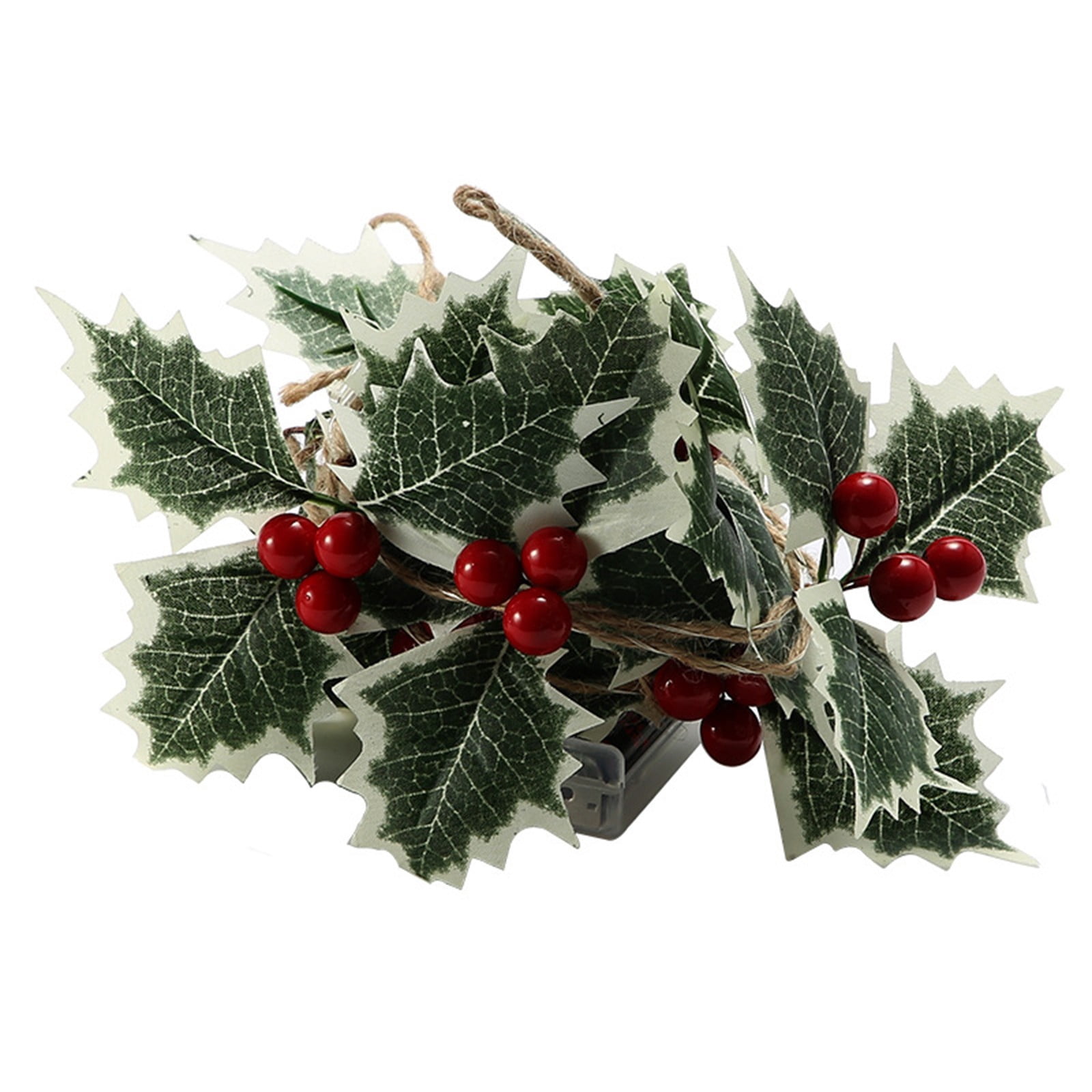 Cadorn 20 LED Christmas Holly Berry Leaf Fairy Lights, 78 Inch Red Berry Green Leaf String Lights for Christmas Tree Xmas Holiday Party Indoor Outdoor Decorations