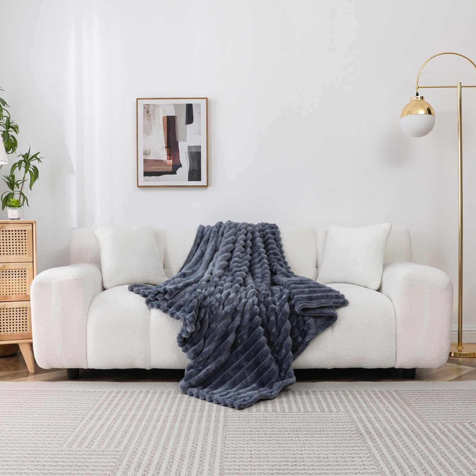 Kate Aurora Modern Lux Ultra Soft & Plush Ribbed Accent Throw Blanket - 50 in. W x 60 in. L - Assorted Colors