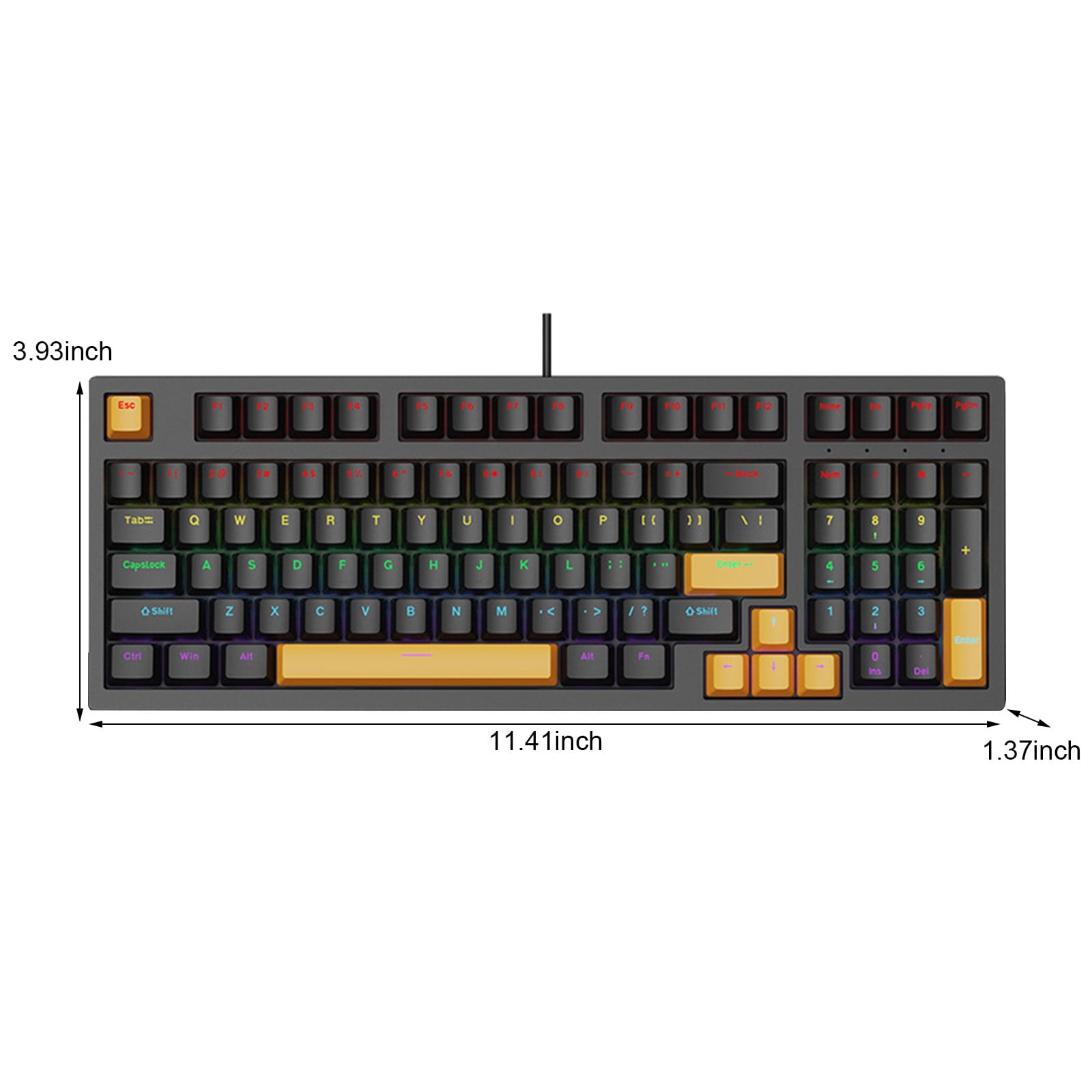 AuroraX 98 Keys Gaming Keyboard LOL Wired C-Type Ergonomic Keyboard Black RGB Lighting Mechanical Keyboard