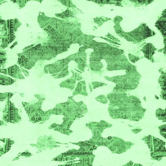 Ahgly Company Indoor Square Abstract Emerald Green Modern Area Rugs, 3' Square