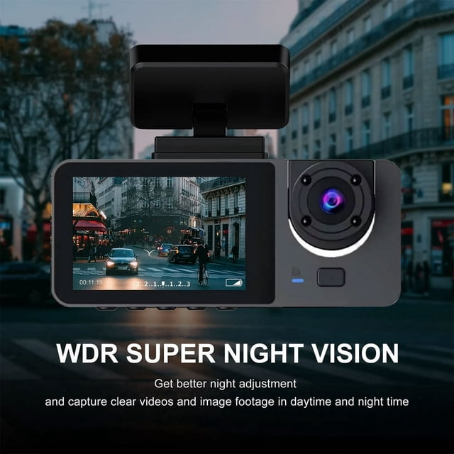 MesaSe 1080P Car Dash Cam 3 Channel Front Rear Inside Dash Camera DVR Backup Cam for Cars 170° Night Vision Loop Recording G-Sensor Parking Monitor WDR
