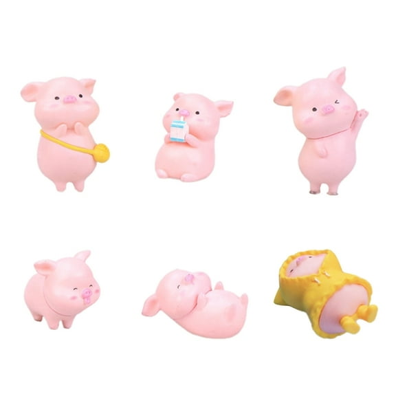 Playful Piggy Ornaments Small Cute Cartoon Pink Pig Figurines Statues for Collection and Crafts