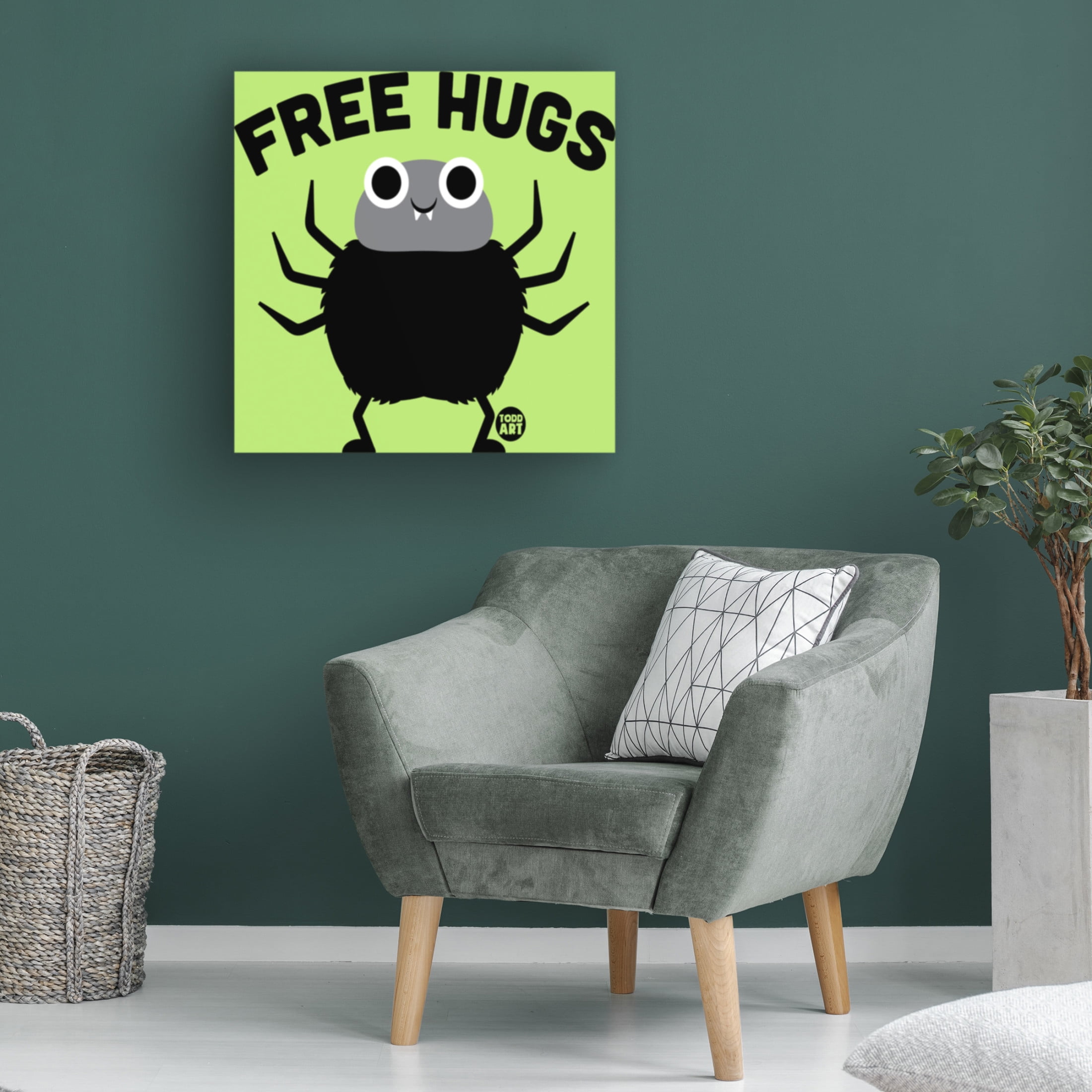 Canvas Wall Art - toddart 'Free Hugs Spider' Wall Art for Living Room, Bedroom, or Office Décor by Trademark Fine Art - 14 x 14 Inches
