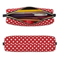 thumbnail image 2 of Rateoe Red Polka Dot Print Leather Pencil Case with Smooth Zipper, Compact Storage for Writing Tools & Art Supplies, 8.26" x 1.96" x 2.16", 2 of 7