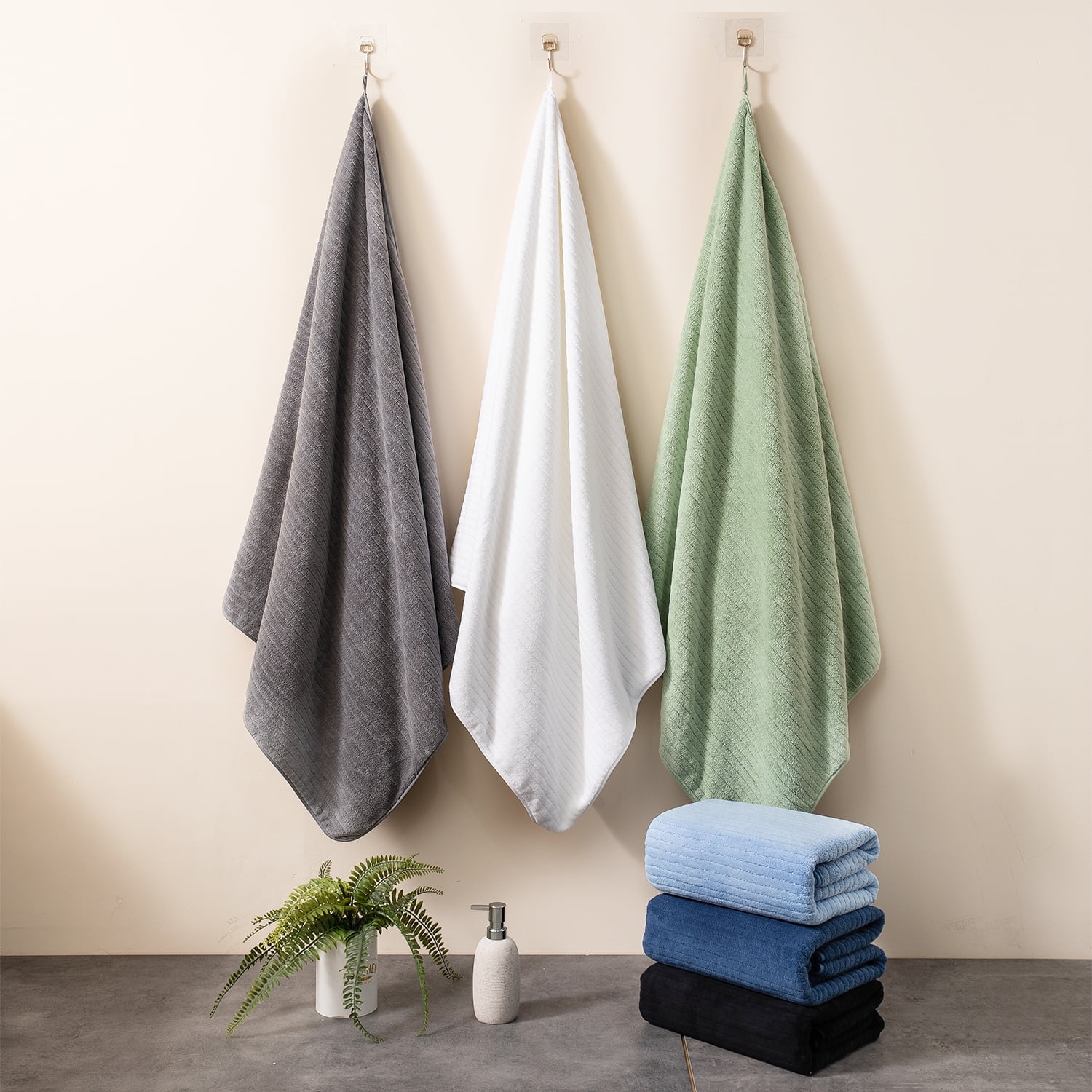 Covina Home 4 Pack White Bath Towel Set Microfiber Bathroom Towel Set Ultra Soft Plush Oversized Towels Adult Luxury Bath Sheet
