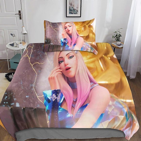 League of Legends Bedding Set for Printing Duvet Cover Bedding Set for Boys and Girls Hidden Zipper Comforter Sets Single 135*200 CM(Single135x200cm)