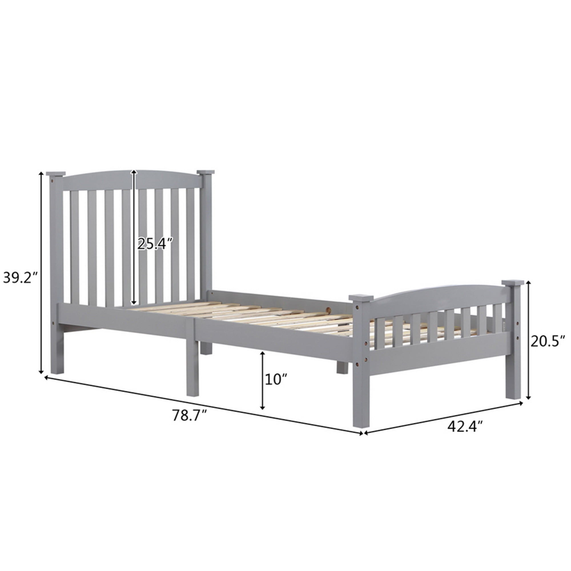 Kadyn Full-Size Bed Frame, Platform Bed Frame with Gray Vertical Slatted Headboard, Solid Wood Bed Frame with Footboard Kadyn Full-Size Bed Frame, Platform Bed Frame with Gray Vertical Slatted Headboard, Solid Wood Bed Frame with Footboard