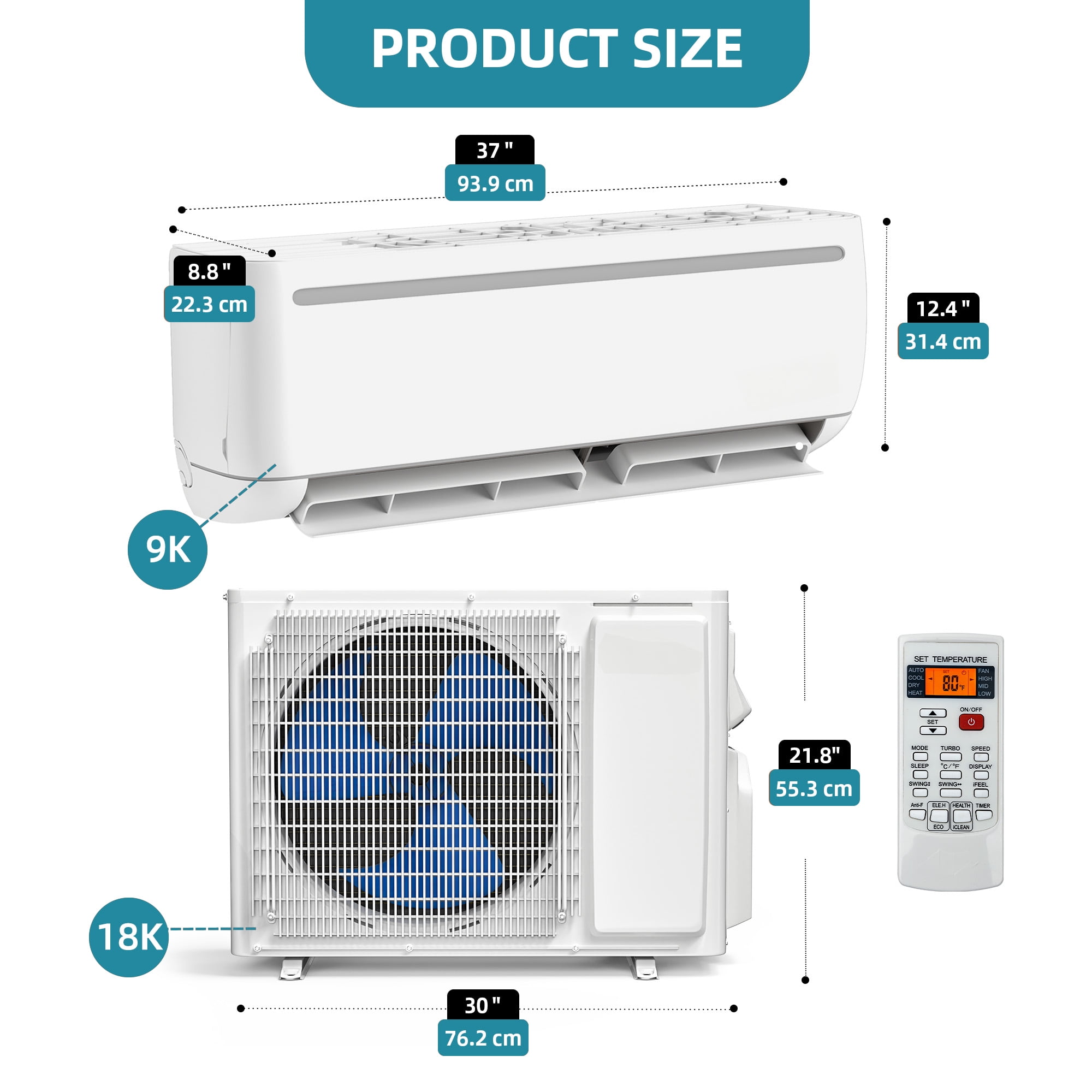 Uforic 24000 BTU Mini Split AC Heat Pump, WiFi, Alexa Compatible, 18.5 SEER2, Cools 1500 sq.ft, 230V